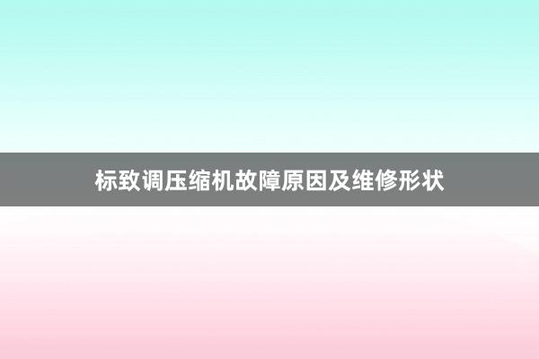 标致调压缩机故障原因及维修形状